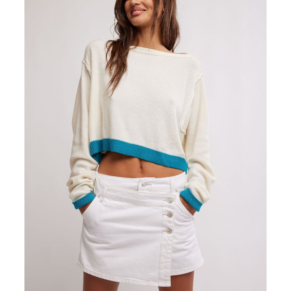 NWT FREE PEOPLE We The Free Into The Blue Pullover / Blue Combo